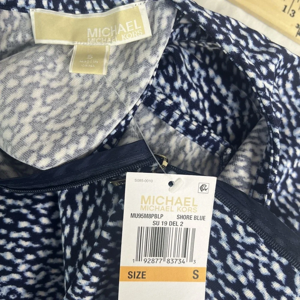Michael Kors (MK) Women's Printed Blue Tank Top Zipper Back Size Small~‎ NWT
